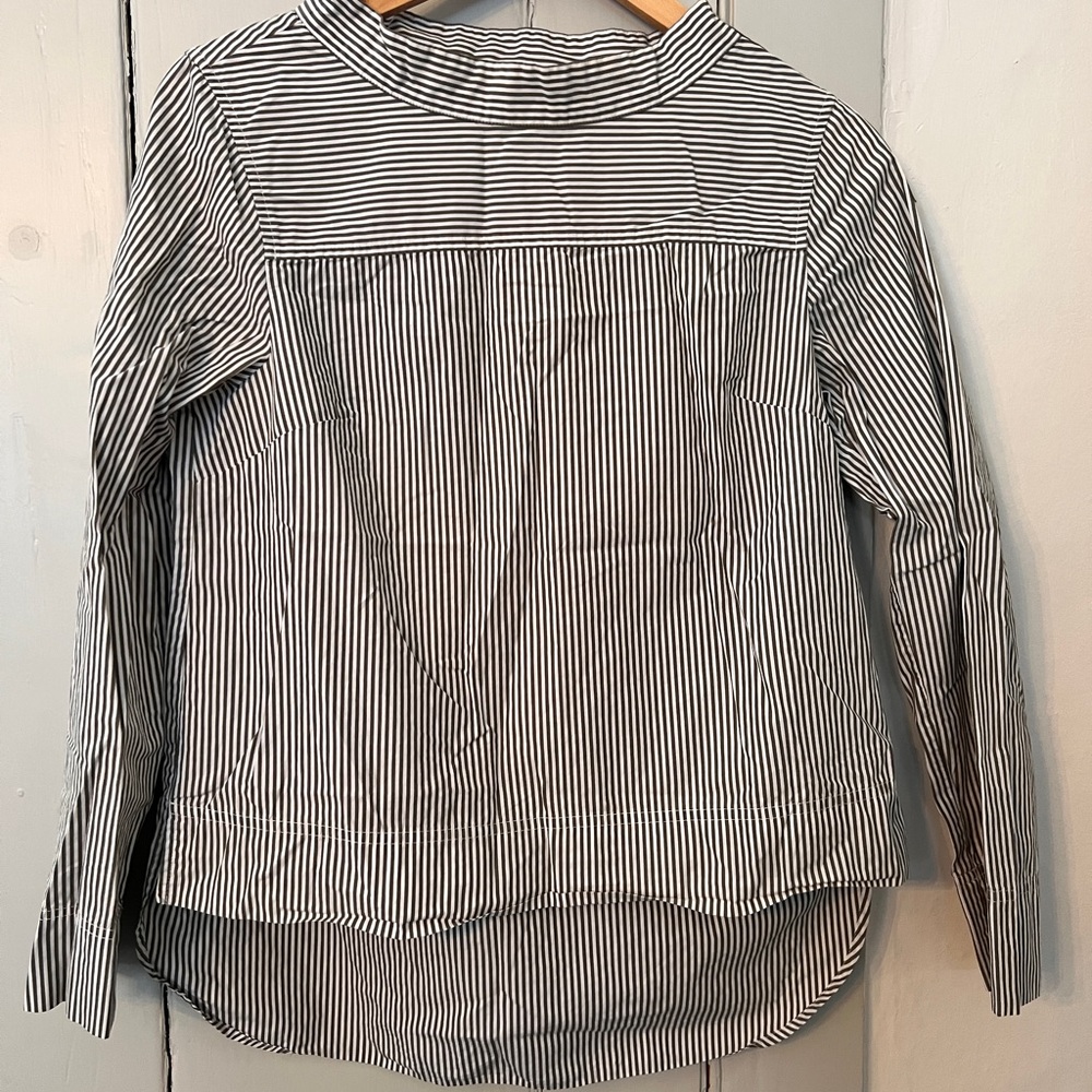 J. Crew Olive and White Striped Top